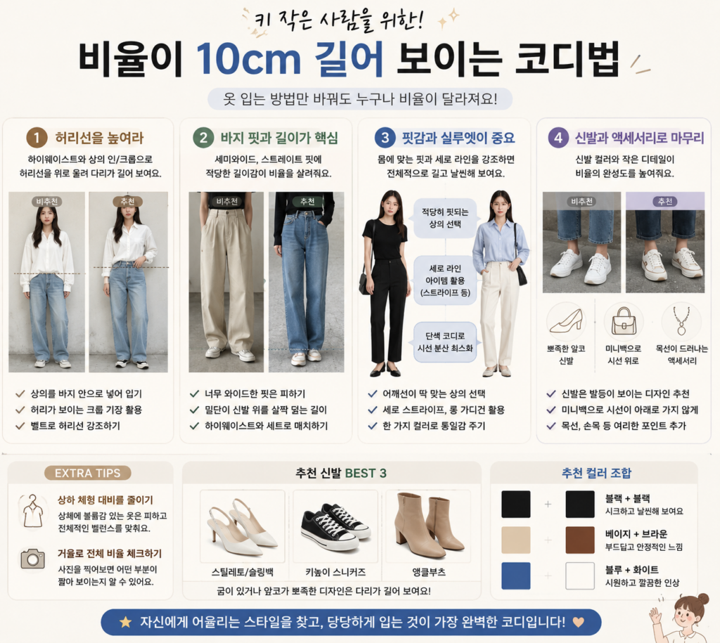 작은 키도 분위기로 압도한다! 비율이 10cm 길어 보이는 현실 코디 비법