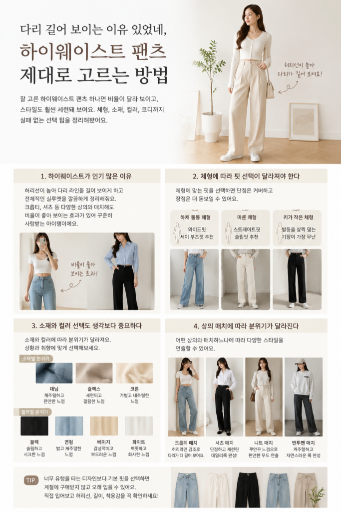 다리 길어 보이는 이유 있었네, 하이웨이스트 팬츠 제대로 고르는 방법
